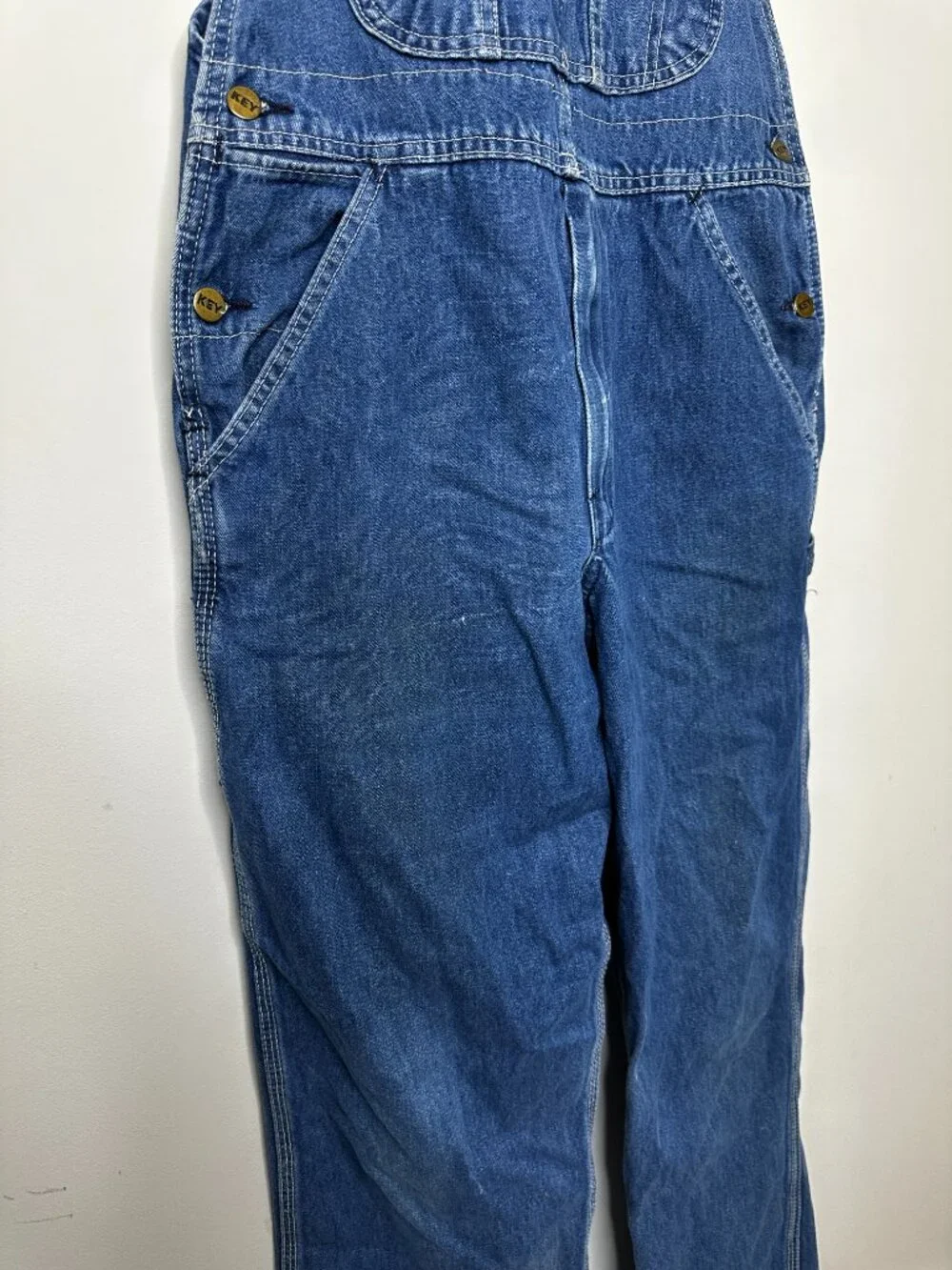 Vintage Key Imperial Denim Bib Overalls Blue Workwear Men's 30x30